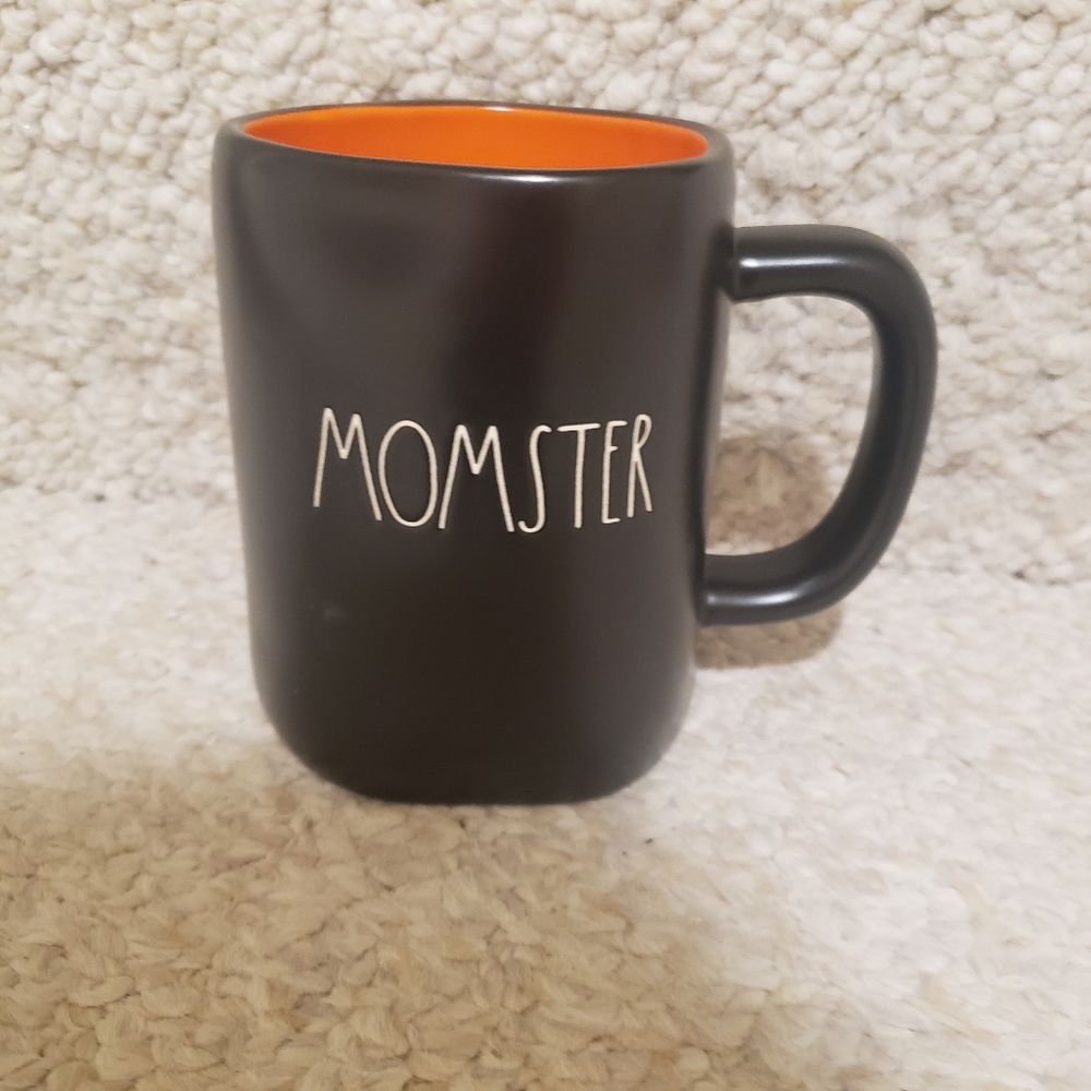 NWT Rae Dunn Momster Black Orange Mug